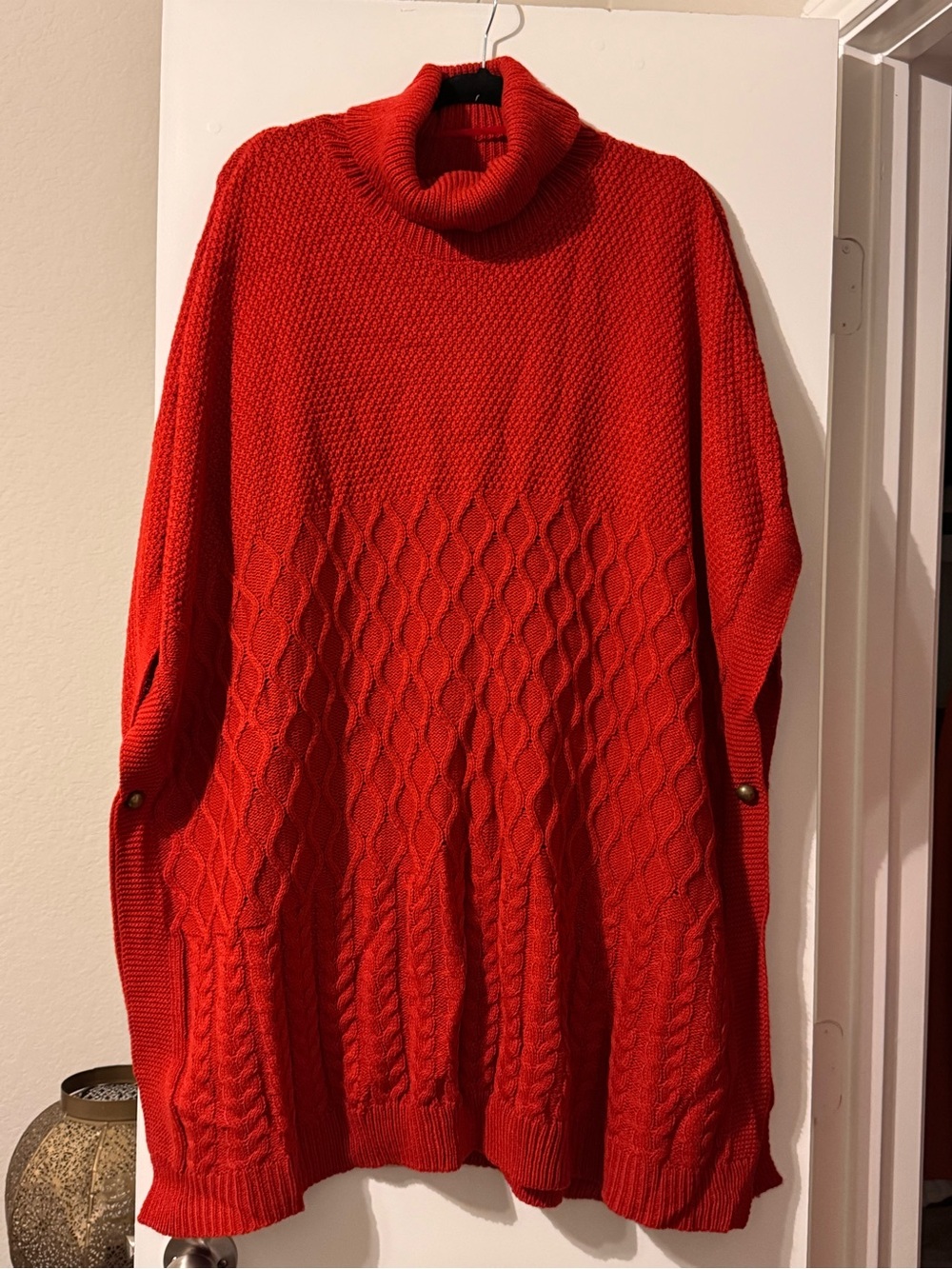 Ashley Stewart Red Cable Knit Turtleneck Sweater
